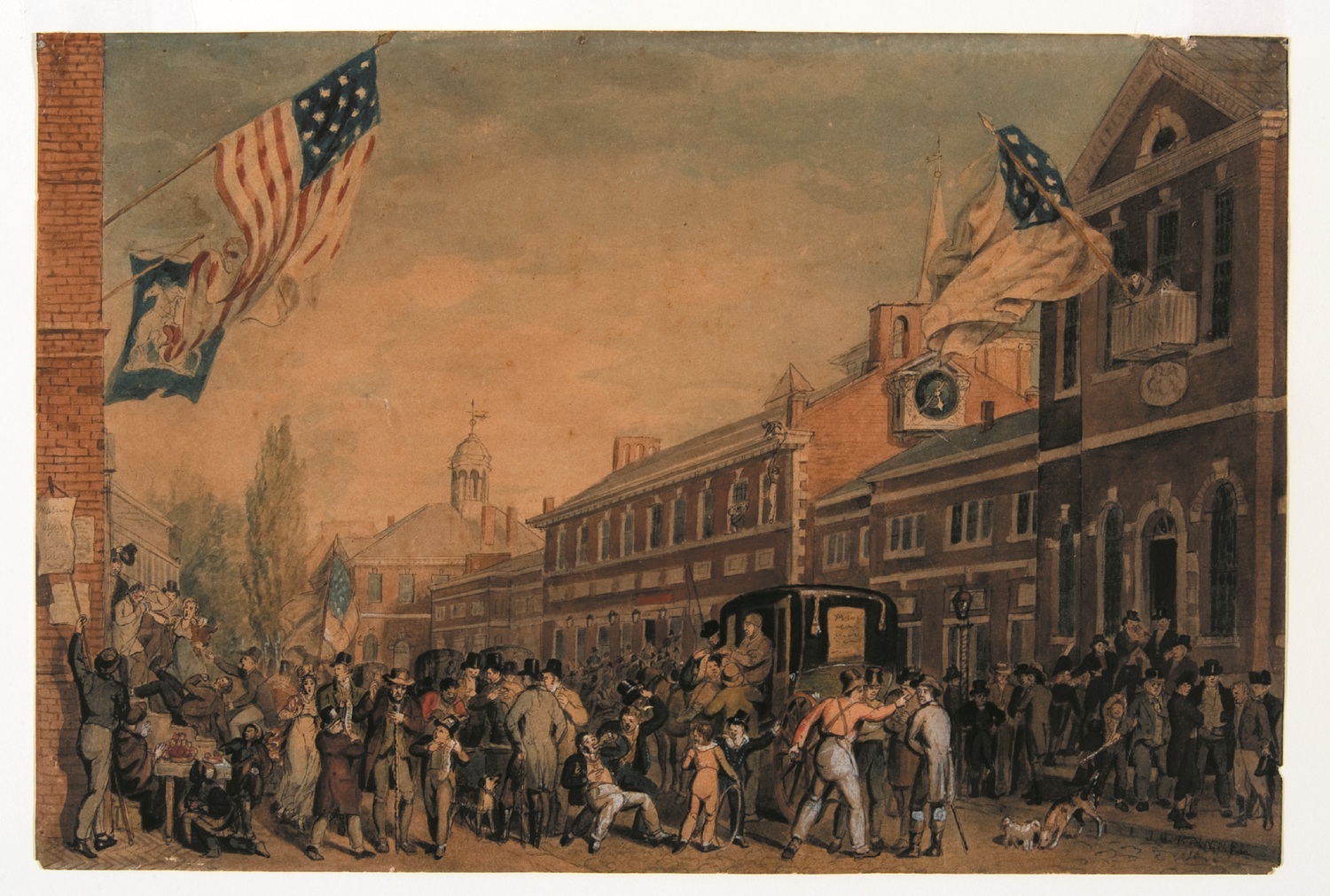 Depiction of election-day activities in Philadelphia